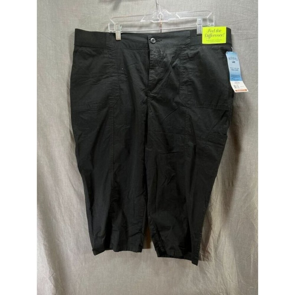 Riders By Lee Pants Womens 44 Black Zip Pocketed Capris 44x22